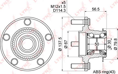 LYNXauto WH-1077 - Комплект подшипника ступицы колеса unicars.by