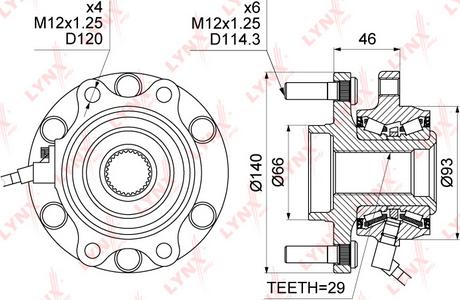 LYNXauto WH-1104 - Комплект подшипника ступицы колеса unicars.by