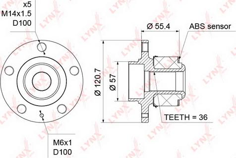 LYNXauto WH-1308 - Комплект подшипника ступицы колеса unicars.by