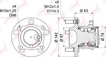 LYNXauto WH-1214 - Комплект подшипника ступицы колеса unicars.by