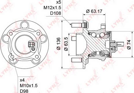 LYNXauto WH-1225 - Комплект подшипника ступицы колеса unicars.by