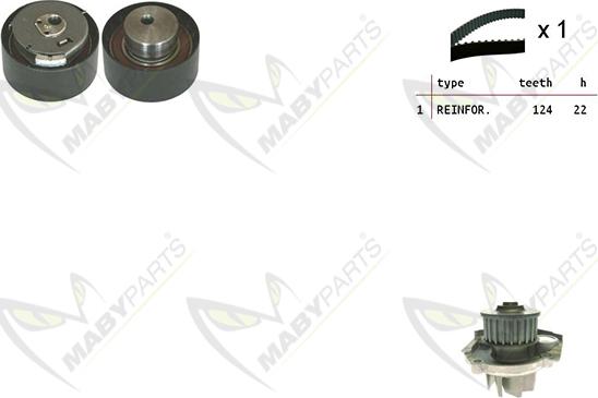 Mabyparts OBKWP0055 - Водяной насос + комплект зубчатого ремня ГРМ unicars.by