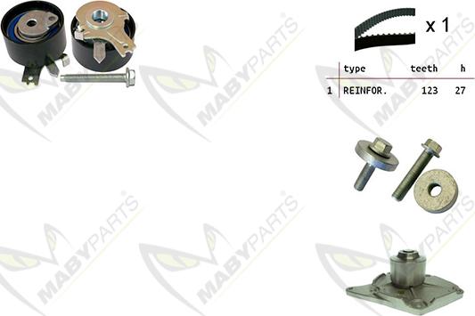 Mabyparts OBKWP0061 - Водяной насос + комплект зубчатого ремня ГРМ unicars.by