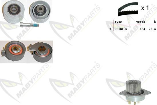 Mabyparts OBKWP0089 - Водяной насос + комплект зубчатого ремня ГРМ unicars.by