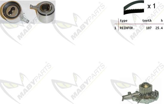 Mabyparts OBKWP0077 - Водяной насос + комплект зубчатого ремня ГРМ unicars.by