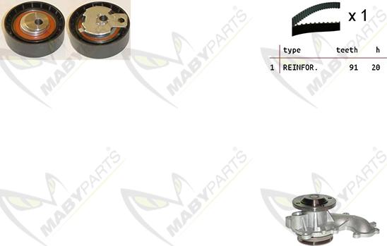 Mabyparts OBKWP0149 - Водяной насос + комплект зубчатого ремня ГРМ unicars.by