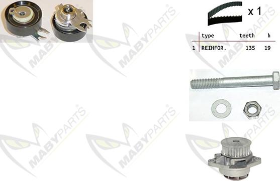 Mabyparts OBKWP0144 - Водяной насос + комплект зубчатого ремня ГРМ unicars.by