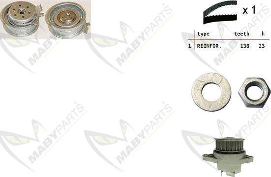 Mabyparts OBKWP0145 - Водяной насос + комплект зубчатого ремня ГРМ unicars.by