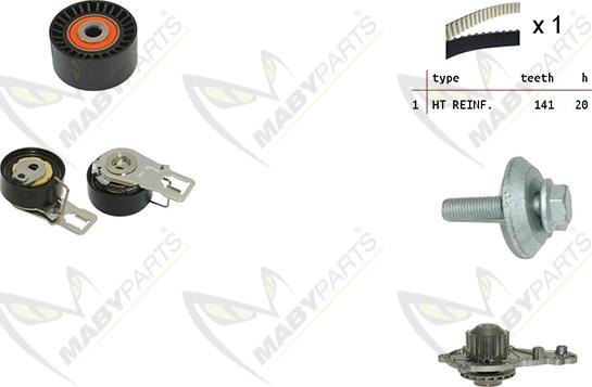 Mabyparts OBKWP0140 - Водяной насос + комплект зубчатого ремня ГРМ unicars.by