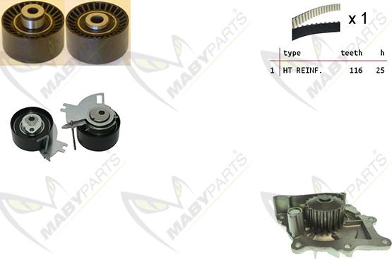 Mabyparts OBKWP0141 - Водяной насос + комплект зубчатого ремня ГРМ unicars.by