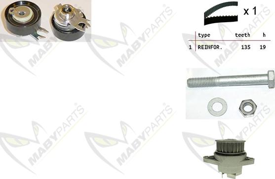 Mabyparts OBKWP0143 - Водяной насос + комплект зубчатого ремня ГРМ unicars.by