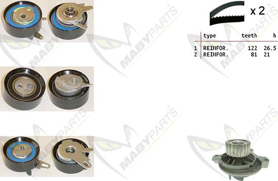 Mabyparts OBKWP0156 - Водяной насос + комплект зубчатого ремня ГРМ unicars.by