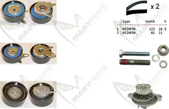 Mabyparts OBKWP0169 - Водяной насос + комплект зубчатого ремня ГРМ unicars.by