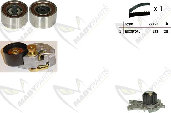 Mabyparts OBKWP0160 - Водяной насос + комплект зубчатого ремня ГРМ unicars.by