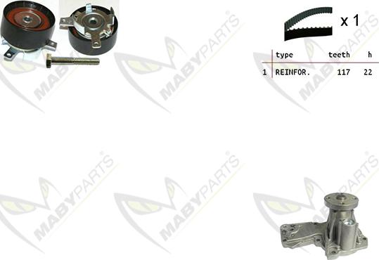 Mabyparts OBKWP0119 - Водяной насос + комплект зубчатого ремня ГРМ unicars.by