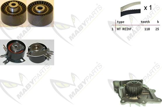 Mabyparts OBKWP0116 - Водяной насос + комплект зубчатого ремня ГРМ unicars.by