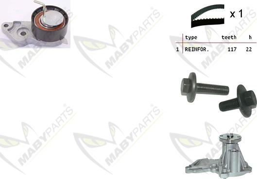 Mabyparts OBKWP0111 - Водяной насос + комплект зубчатого ремня ГРМ unicars.by