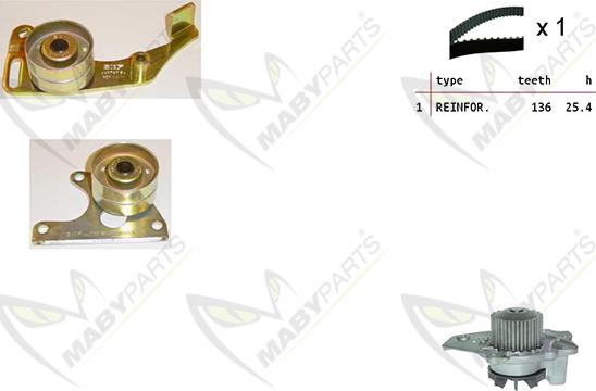 Mabyparts OBKWP0112 - Водяной насос + комплект зубчатого ремня ГРМ unicars.by