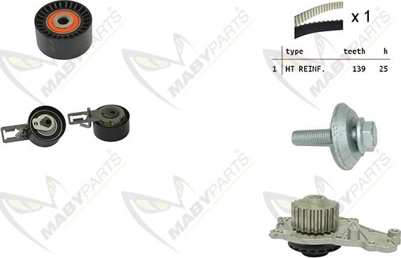 Mabyparts OBKWP0139 - Водяной насос + комплект зубчатого ремня ГРМ unicars.by