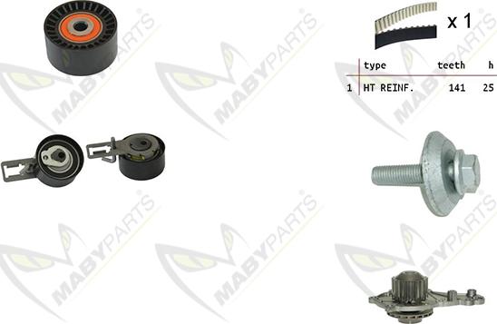 Mabyparts OBKWP0134 - Водяной насос + комплект зубчатого ремня ГРМ unicars.by