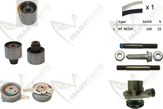 Mabyparts OBKWP0135 - Водяной насос + комплект зубчатого ремня ГРМ unicars.by