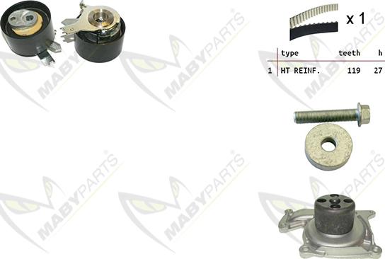 Mabyparts OBKWP0136 - Водяной насос + комплект зубчатого ремня ГРМ unicars.by