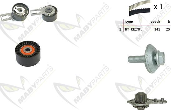 Mabyparts OBKWP0131 - Водяной насос + комплект зубчатого ремня ГРМ unicars.by