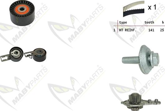 Mabyparts OBKWP0133 - Водяной насос + комплект зубчатого ремня ГРМ unicars.by