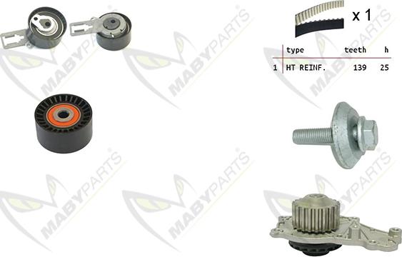 Mabyparts OBKWP0137 - Водяной насос + комплект зубчатого ремня ГРМ unicars.by