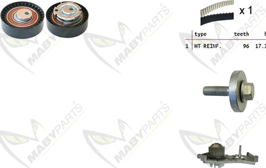 Mabyparts OBKWP0129 - Водяной насос + комплект зубчатого ремня ГРМ unicars.by