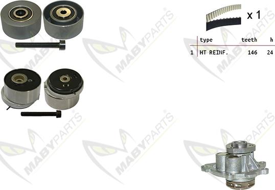 Mabyparts OBKWP0124 - Водяной насос + комплект зубчатого ремня ГРМ unicars.by