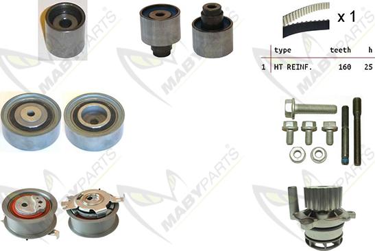 Mabyparts OBKWP0128 - Водяной насос + комплект зубчатого ремня ГРМ unicars.by