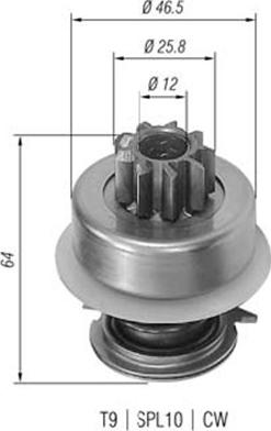 Magneti Marelli 940113020078 - Ведущая шестерня, бендикс, стартер unicars.by