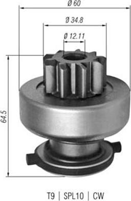 Magneti Marelli 940113020349 - Ведущая шестерня, бендикс, стартер unicars.by