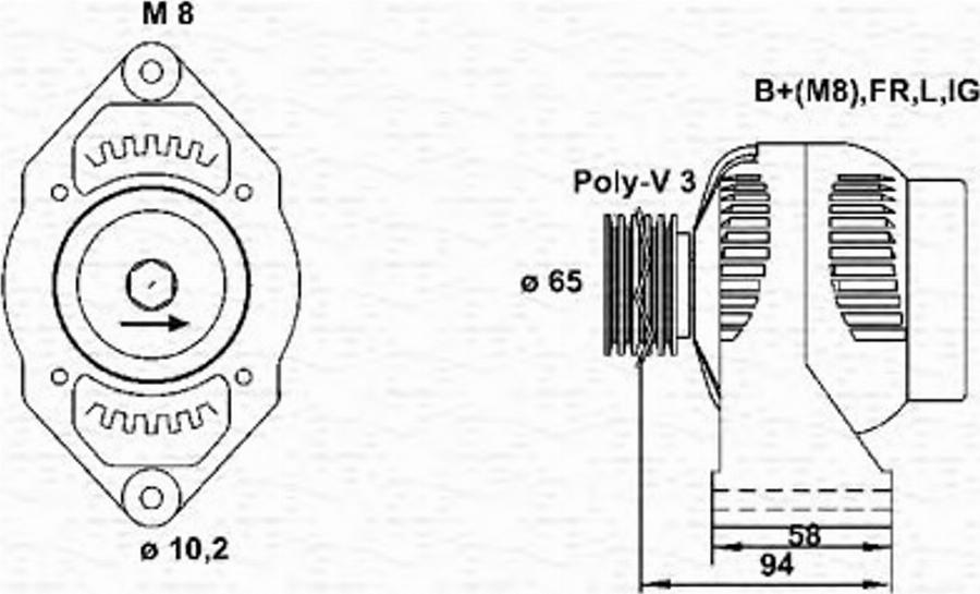 Magneti Marelli 943346103010 - Генератор unicars.by