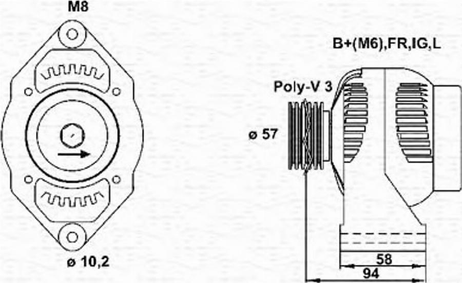 Magneti Marelli 943356582010 - Генератор unicars.by