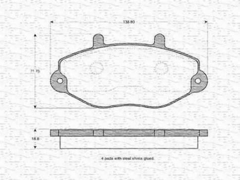 Magneti Marelli 430216170552 - Тормозные колодки, дисковые, комплект unicars.by