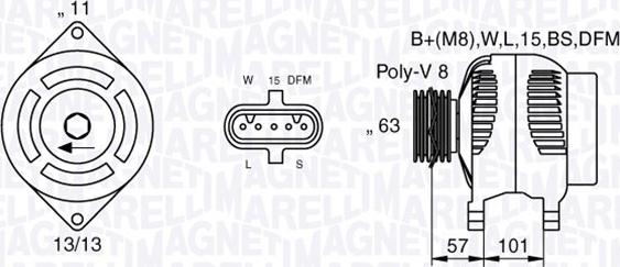 Magneti Marelli 063536550080 - Генератор unicars.by