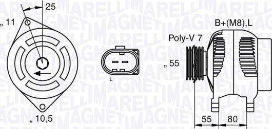 Magneti Marelli 063533250530 - Генератор unicars.by