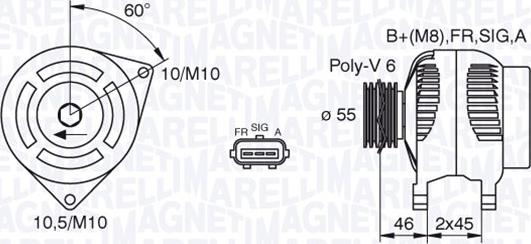 Magneti Marelli 063380002010 - Генератор unicars.by