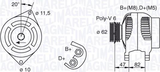 Magneti Marelli 063321615010 - Генератор unicars.by