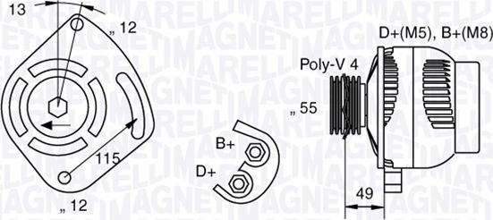 Magneti Marelli 063321715010 - Генератор unicars.by