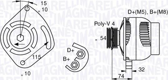 Magneti Marelli 063377011010 - Генератор unicars.by