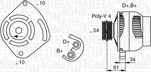 Magneti Marelli 063377030010 - Генератор unicars.by