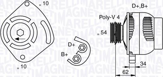 Magneti Marelli 063377031010 - Генератор unicars.by