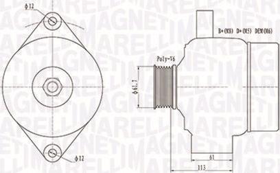 Magneti Marelli 063731890010 - Генератор unicars.by