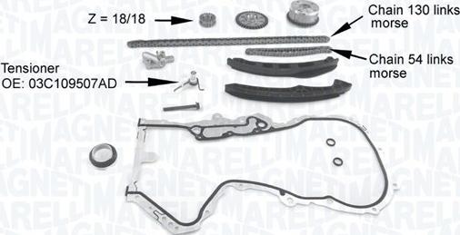 Magneti Marelli 341500001210 - Комплект цепи привода распредвала unicars.by