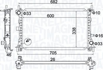 Magneti Marelli 350213159900 - Радиатор, охлаждение двигателя unicars.by