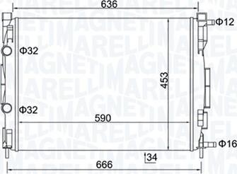 Magneti Marelli 350213153500 - Радиатор, охлаждение двигателя unicars.by