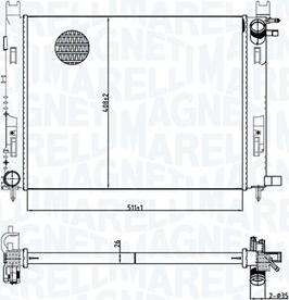 Magneti Marelli 350213165100 - Радиатор, охлаждение двигателя unicars.by